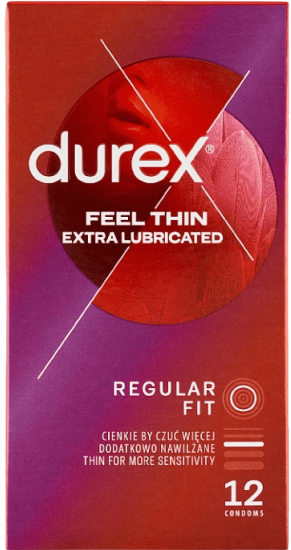 Kondomi Durex Feel Thin Extra Lubricated (12 kosov)