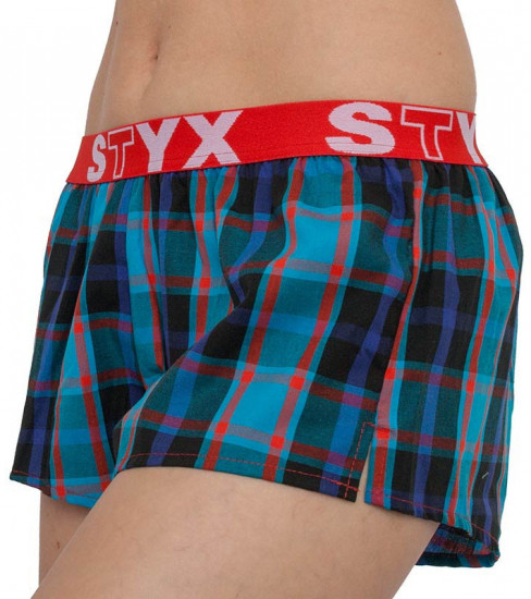 Ženske kratke hlače Styx, športno elastične, modre in rdeče