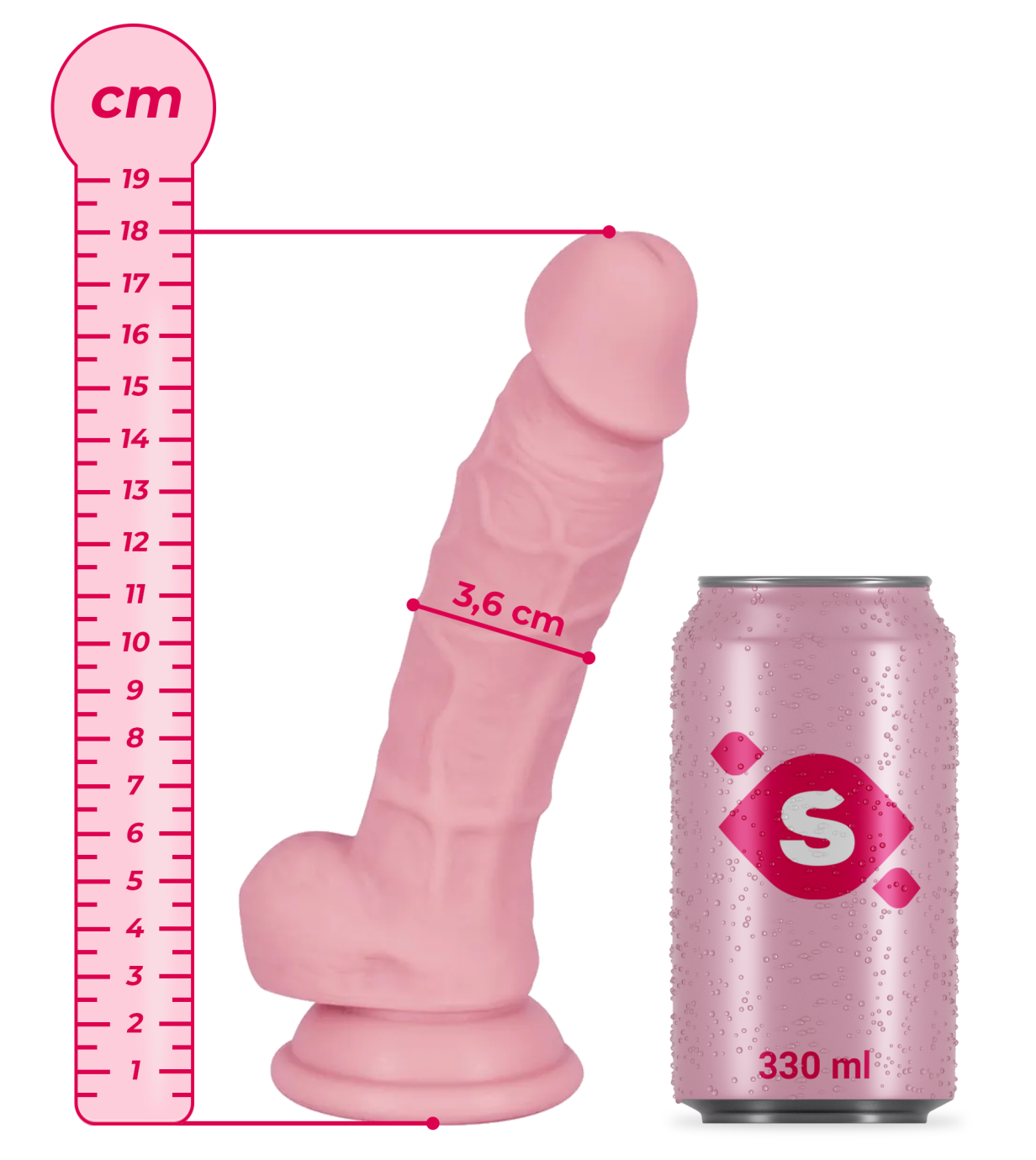 Dildo s priseskom in testisi Silikon (18 cm)