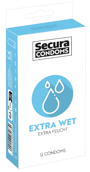 Secura Extra Wet - kondomi z dodatnim lubrikantom (12 kosov)
