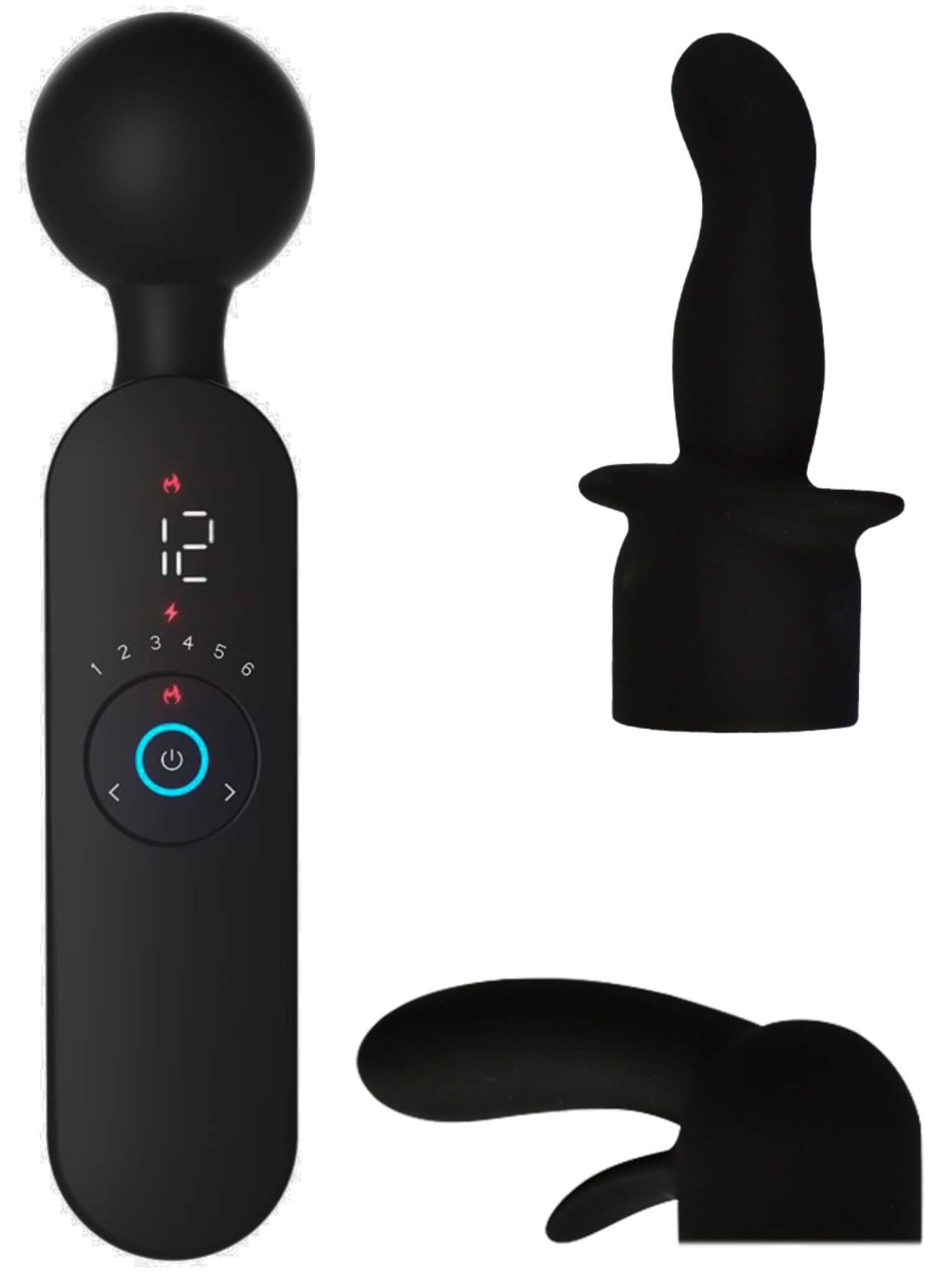 Ogrevalna masažna glava Couple Play s nastavki (21,5 cm)