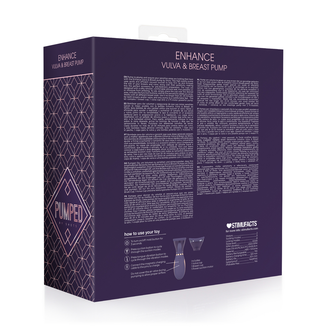 Enhance - Polnilna črpalka za vulvo in prsi - Vijolična