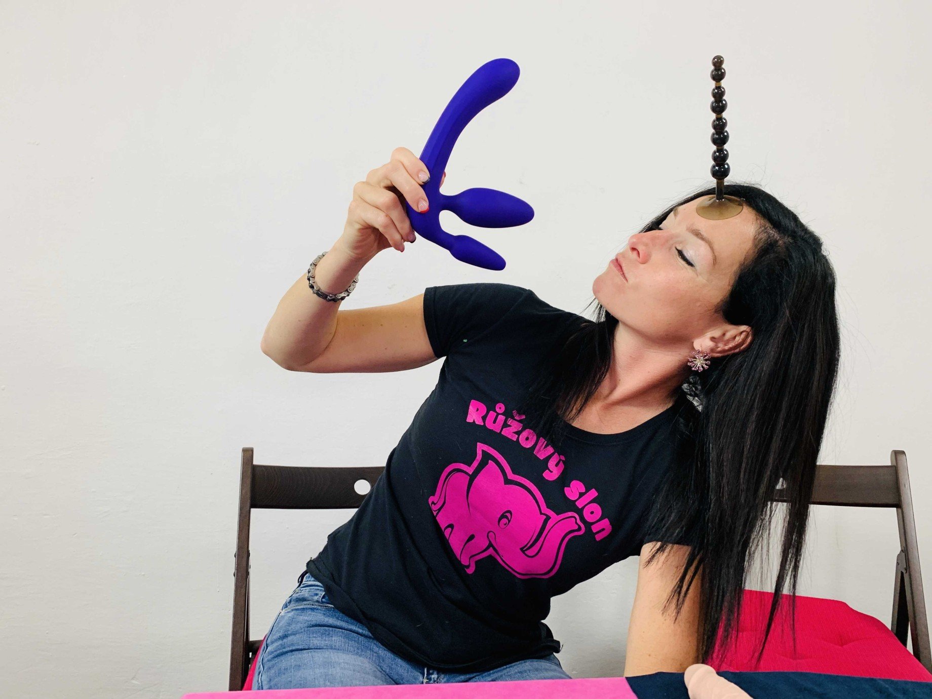 Dildo brez naramnic za trojno igro (20 cm)