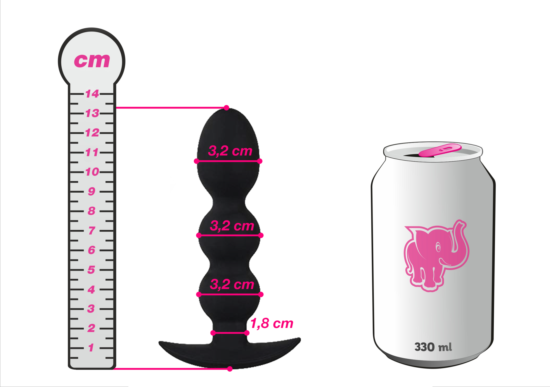 Analne kroglice Težke kroglice, dimenzije v primerjavi s pločevinko