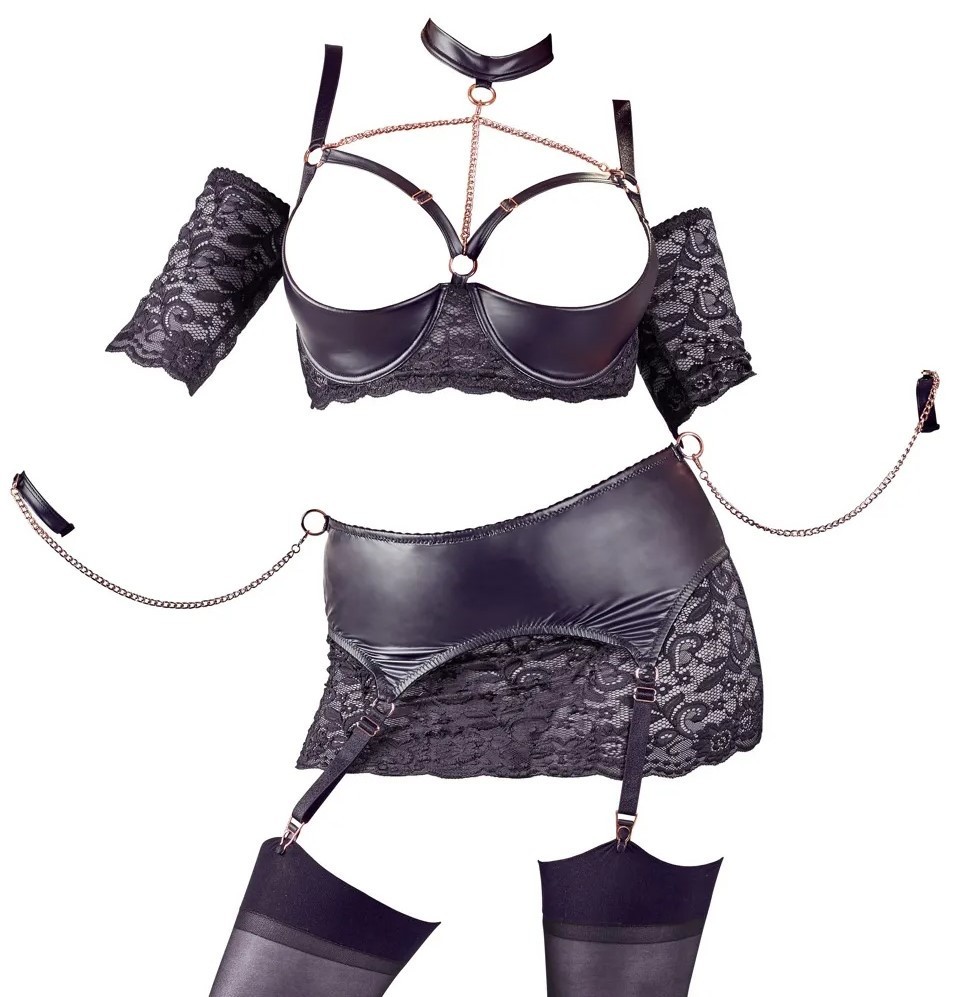 Plus velikost črna Spunky Bondage set