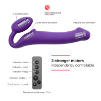 Strap On M Violet Vibracijski penis Strap On M Violet z daljinskim upravljalnikom (24,2 cm)