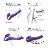 Strap On M Violet Vibracijski penis Strap On M Violet z daljinskim upravljalnikom (24,2 cm)