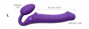 Strap On M Violet Vibracijski penis Strap On M Violet z daljinskim upravljalnikom (24,2 cm)