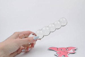 Stekleni Dildo Icicles št. 3 (20 cm) + darilni paket za igrače