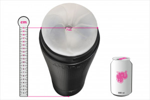 Fleshlight Flight Pilot - dimenzije v primerjavi s pločevinko